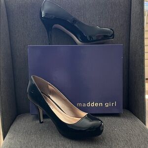 Madden Girl Glossy Black Heels